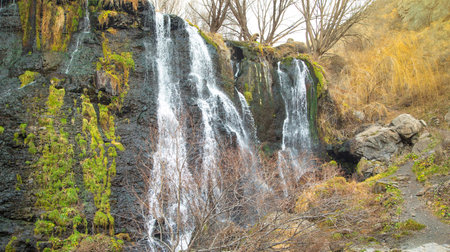 Beautiful waterfall in autumn at Armenia.の写真素材