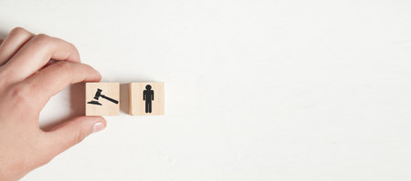 Human figures with a judge gavel. Human rights lawの写真素材