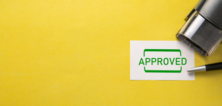 Approved stamp on business card. Businessの写真素材