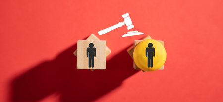 Human figures with a judge gavel. Human rights lawの写真素材