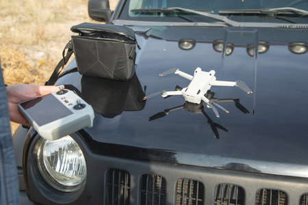 Modern drone in the outdoors.の写真素材