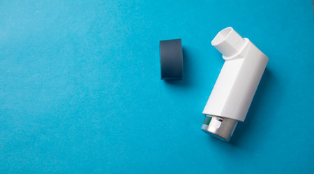 Asthma inhaler. Concept of treatment of bronchial asthma