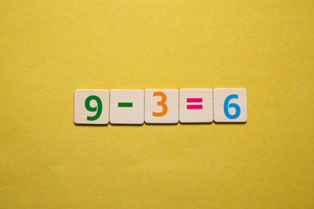 Concept of math. 9-3=6