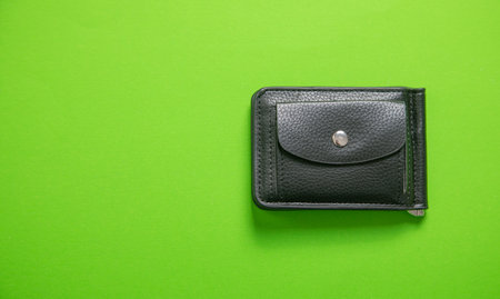 Black leather wallet. Fashion. Financeの写真素材