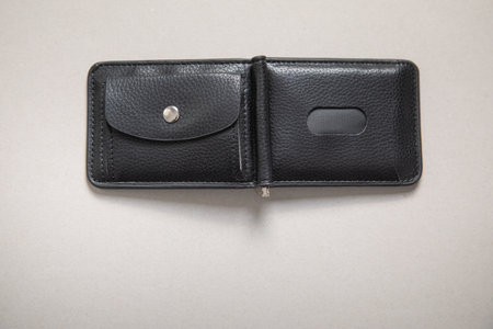 Black leather wallet. Fashion. Financeの写真素材