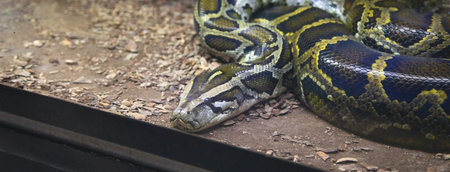 Snake in aquarium tank.の写真素材