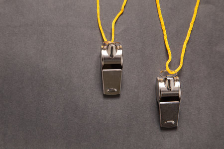 Metal whistle of a referee or trainer.の写真素材