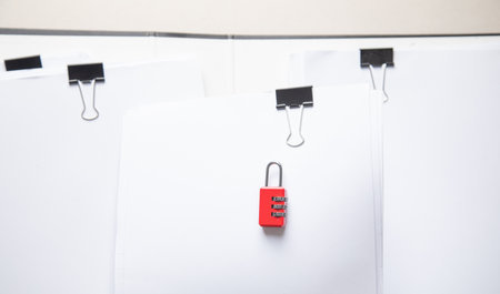 Padlock with a documents. Confidentiality. Protection of informationの写真素材