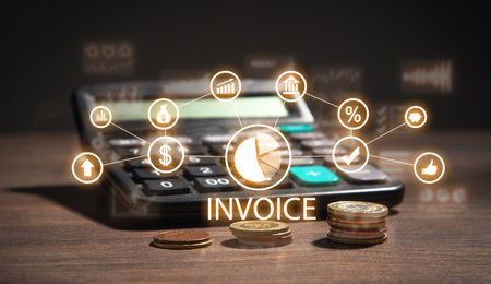 Invoice and online digital statements. Business concept