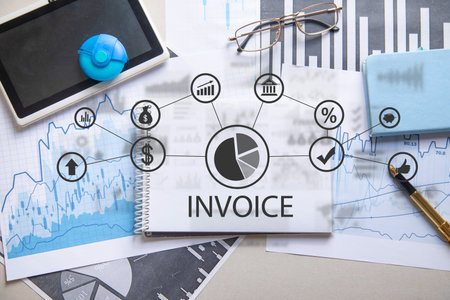 Invoice and online digital statements. Business conceptの写真素材