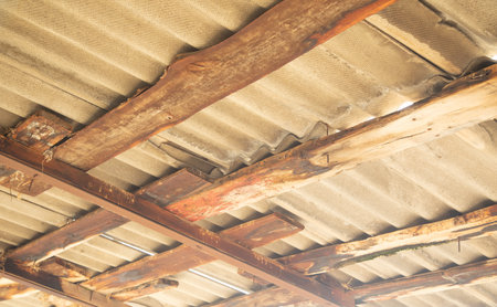 Old construction inside of roof.の写真素材