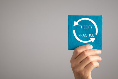Concept of Theory and Practice. Business conceptの写真素材