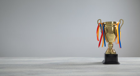 Winner champions golden trophy cup. Successの写真素材