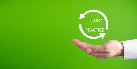 Concept of Theory and Practice. Business conceptの写真素材