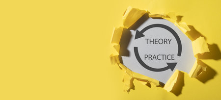Concept of Theory and Practice. Business conceptの写真素材