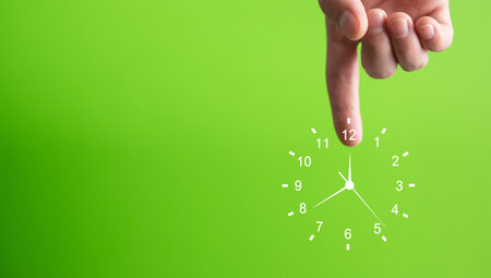 Human hand showing clock. Time Management
