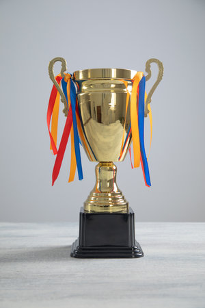 Winner champions golden trophy cup. Success