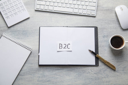 B2C business model on paper. Business conceptの写真素材
