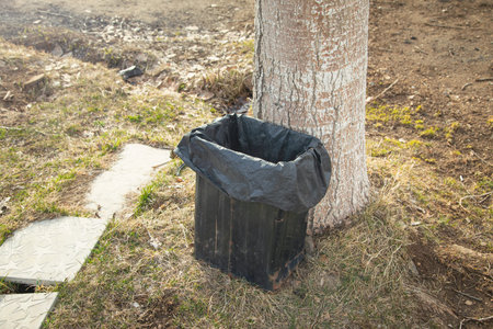 Trash bin in the park. Environment. Clean natureの写真素材