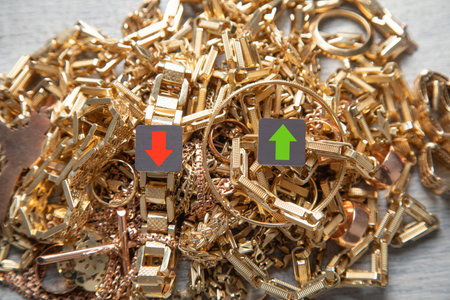 golden chain on the wooden table. concept of business and finance