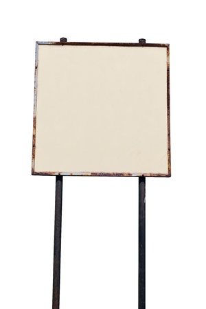 Old empty board for text isolated on white background. の写真素材