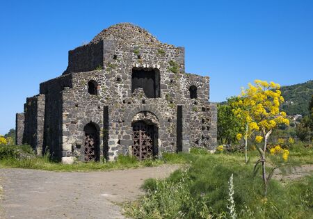 Byzantine temple ruin near to Taormina in Sicily, Italyの写真素材