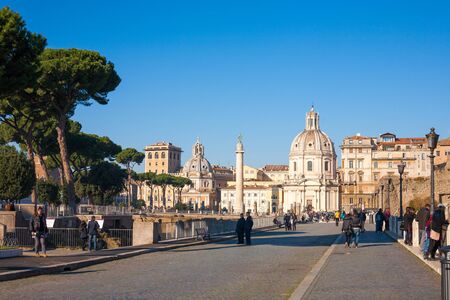 Rome, Italy - December 21, 2013: Tourist at Imperial Forum, also known as Columna Trajano (Traian's Column) in Rome, Italyのeditorial素材