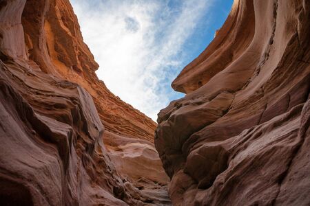 Red Sandstones with sky in the Red Canyon in Israelの写真素材