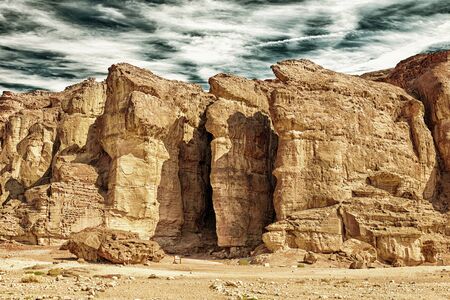 The Solomons Pillars geological and historical place in Timna Park near to Eilat, Israel.  (HDR...
