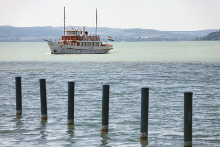 Balatonfured, Hungary - May 27, 2017: Vintage boat trip at Balatonfured, Lake Balaton, Hungaryの写真素材