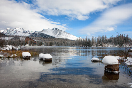 Strbske Pleso winter lake in High Tatras, Slovakiaのeditorial素材