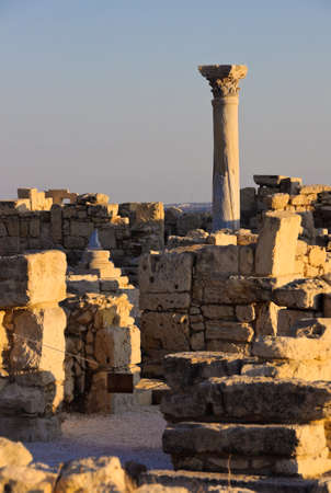 Ruins of ancient greek roman city. Unhurt columnの写真素材
