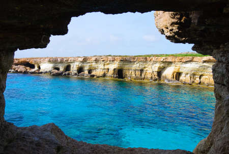 Sea caves near Cape Greko. Mediterranean Sea.の写真素材