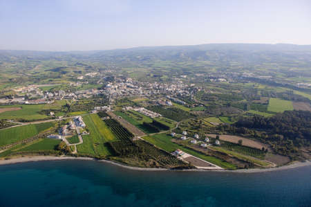 Cyprus mediterranean sea view Paphos area aerialの写真素材