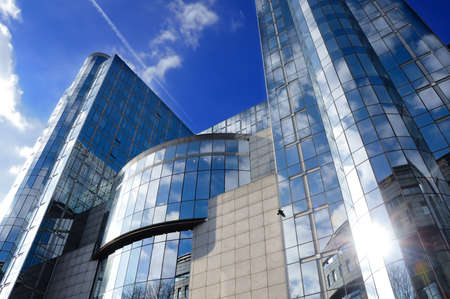 Modern architecture of European Parliament building in Brusselsのeditorial素材
