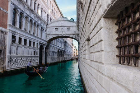Beautiful venetian street in summer day,in  Italy