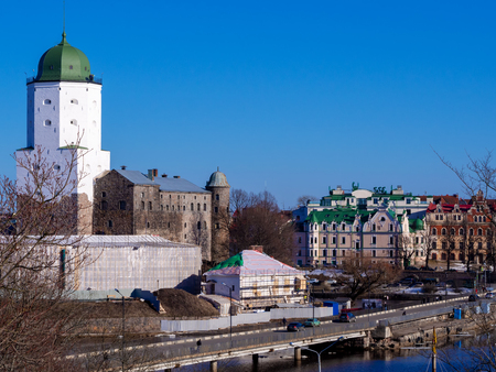 VYBORG, RUSSIA - 2019-04-03 : Medieval castle on the island. Vyborg. Russiaのeditorial素材