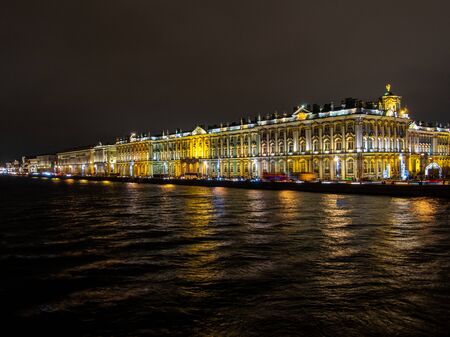 ST-PETERSBURG, RUSSIA - 03.01.2020: Winter Palace - Hermitage at night nobodyのeditorial素材