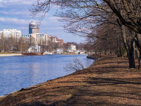 cityscape in St. Petersburg. river buildings and park in the fall.の写真素材