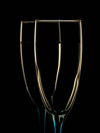 Elegant picture of champagne glasses on a black backgroundの写真素材