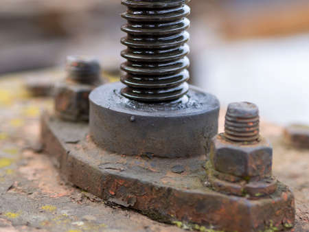 Bolt thread close up. bolt in greaseの写真素材