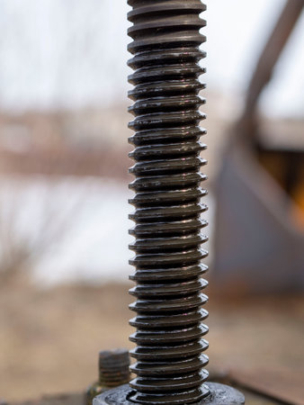 Bolt thread close up. bolt in greaseの写真素材