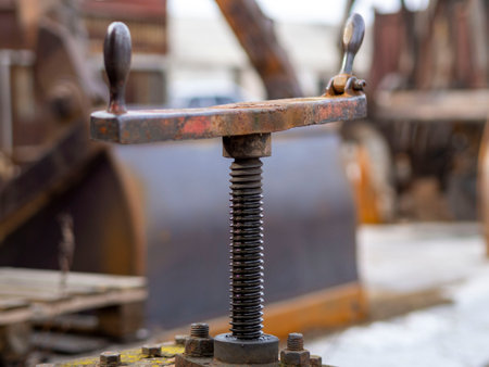 Bolt thread close up. bolt in greaseの写真素材