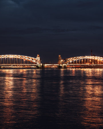 The Bridge Of Peter The Great (Bolsheokhtinsky), St. Petersburg, Russiaの写真素材