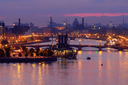 Russia, St. Petersburg - June 27, 2020: Cruiser Aurora, the famous landmark, St Petersburg, Russiaのeditorial素材