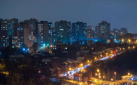 Winter cityscape at dusk. Perm, Russiaの写真素材