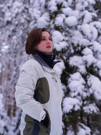 Fashion young woman in the winter timeの写真素材