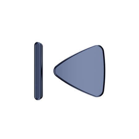 Volumetric metal skip to start button on a white isolated background.の写真素材