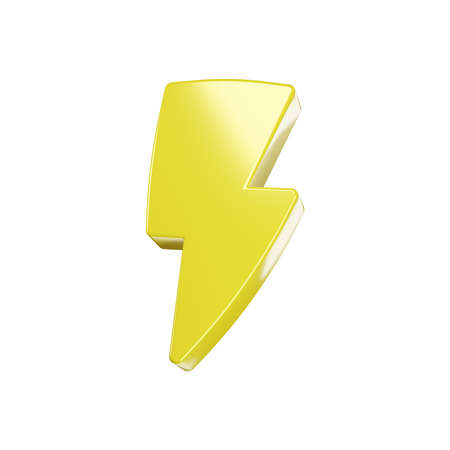 lighting yellow 3d icon. Realistic thunder, symbol of energy, danger and power. Thunderbolt electric emblem.の写真素材