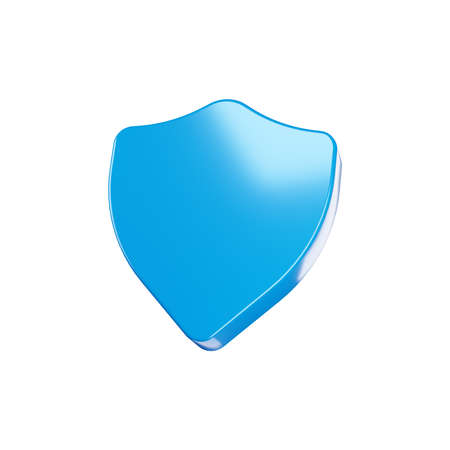 protection concept. blue glossy shield icon on white background.の写真素材